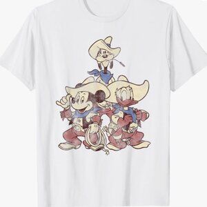 Disney Mickey And Friends Vintage Cowboy Western Group T-Shirt
